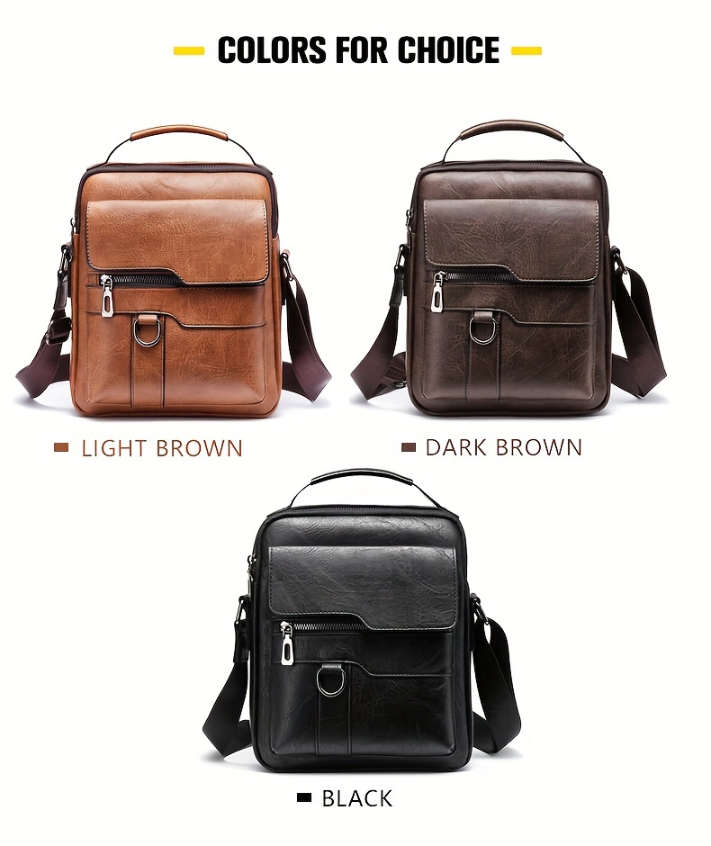 vintage multi layer zipper messenger bag casual solid color shoulder bag perfect business crossbody bag details 1