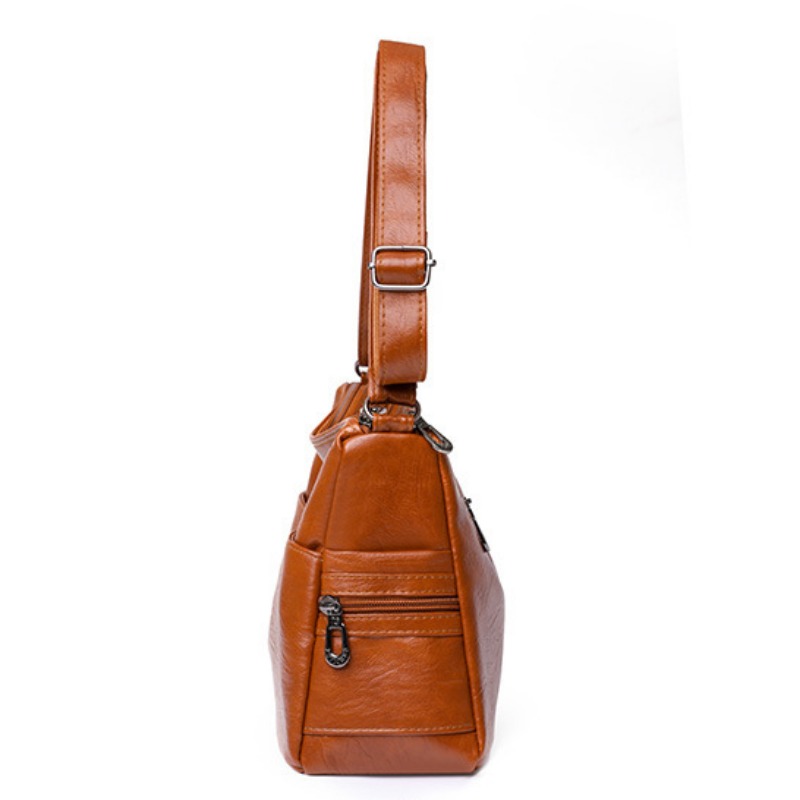retro crossbody bag for women large capacity shoulder bag soft pu leather purse with multi pockets details 8