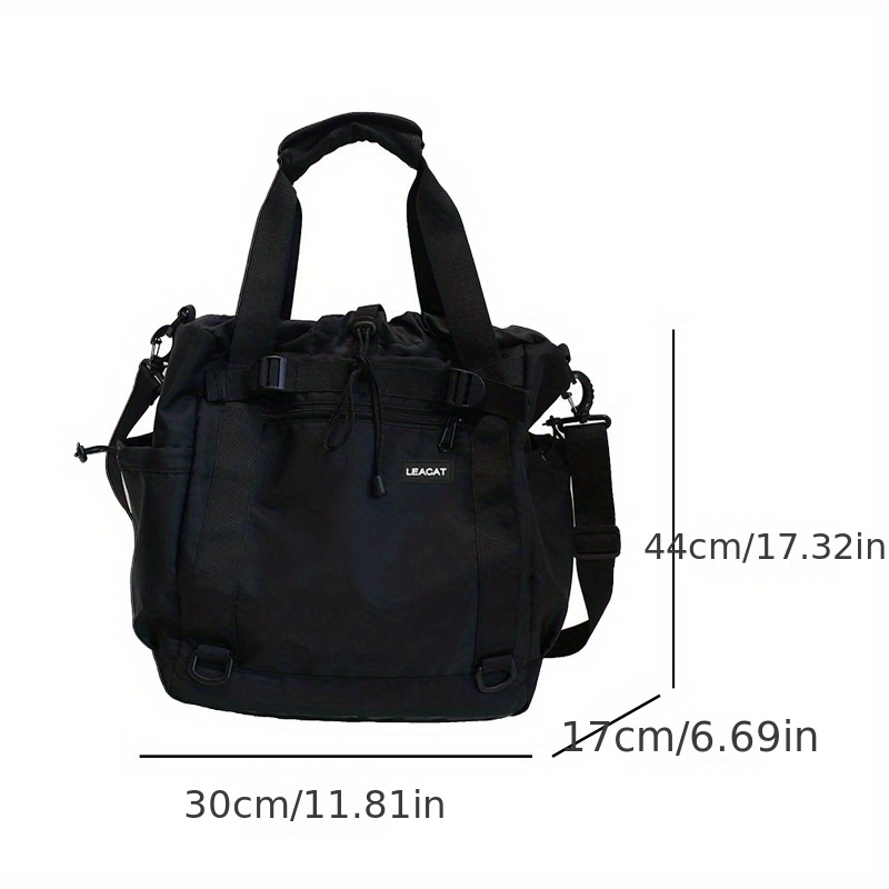 large capacity casual messenger bag, large capacity casual messenger bag solid color nylon drawstring shoulder bag all match crossbody bag details 0