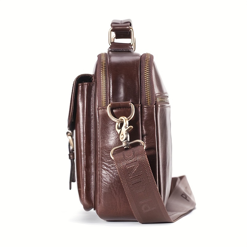 Vintage Multi Layer Crossbody Bag, Genuine Leather Shoulder Bag, Retro Handbag & Pruse For Business Trip details 1