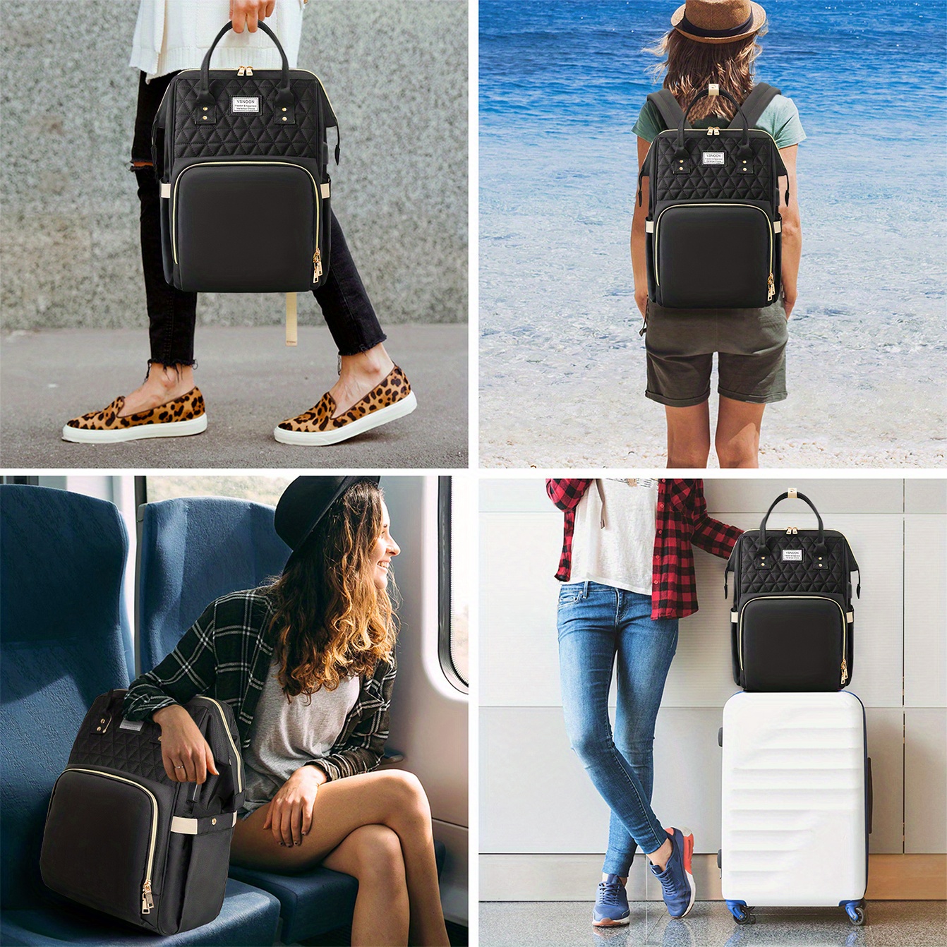 vsnoon laptop backpack for women 15 6 inch laptop bag with usb charging port water resistant travel backpack for women nurse teacher casual backpack for work large capacity travel bag ideal choice for gifts details 2