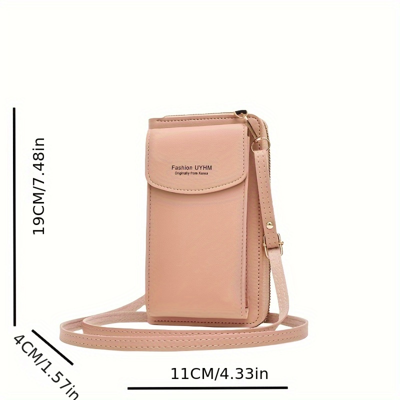 fashion simple shoulder bag solid color crossbody bag multifunctional zipper purse details 5